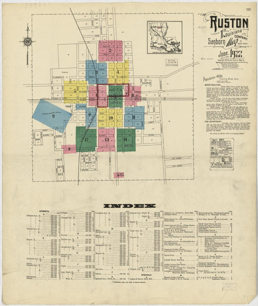 Sanborn Fire Insurance Map from Ruston, Lincoln Parish, Louisiana. (1922) – Historic Sanborn Fire Insurance Map Print