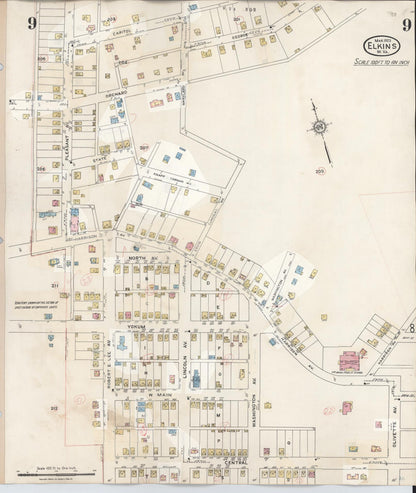 Sanborn Fire Insurance Map from Elkins, Randolph County, West Virginia (1950), Sheet #0009 - Complete Map Set gallery image, historic Sanborn map, vintage wall art, West Virginia West Virginia