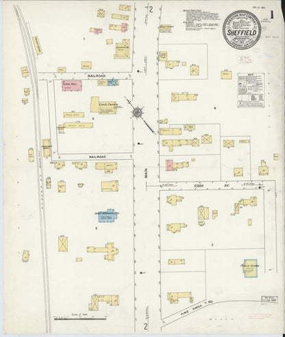 Sanborn Fire Insurance Map from Sheffield, Berkshire County, Massachusetts (1912), Sheet #0001 - Historic Sanborn Fire Insurance Map Print, vintage old map wall art, antique decor, genealogy gift, Massachusetts Massachusetts map
