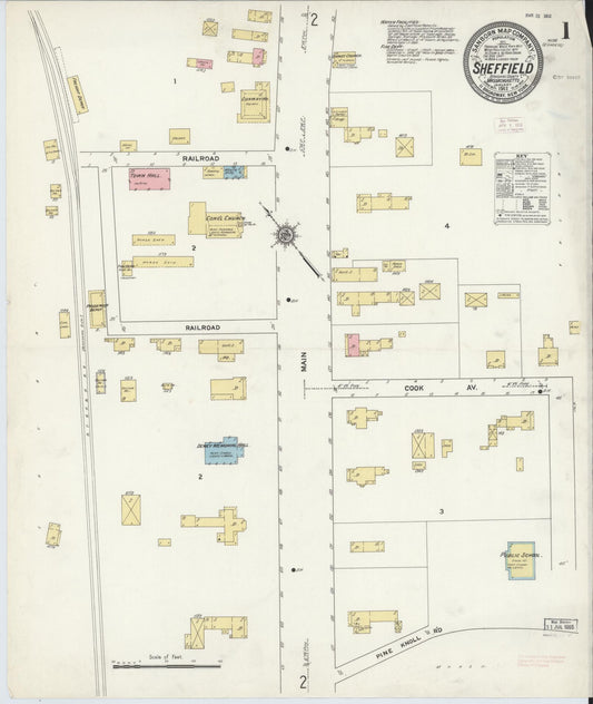 Sanborn Fire Insurance Map from Sheffield, Berkshire County, Massachusetts (1912), Sheet #0001 - Historic Sanborn Fire Insurance Map Print, vintage old map wall art, antique decor, genealogy gift, Massachusetts Massachusetts map