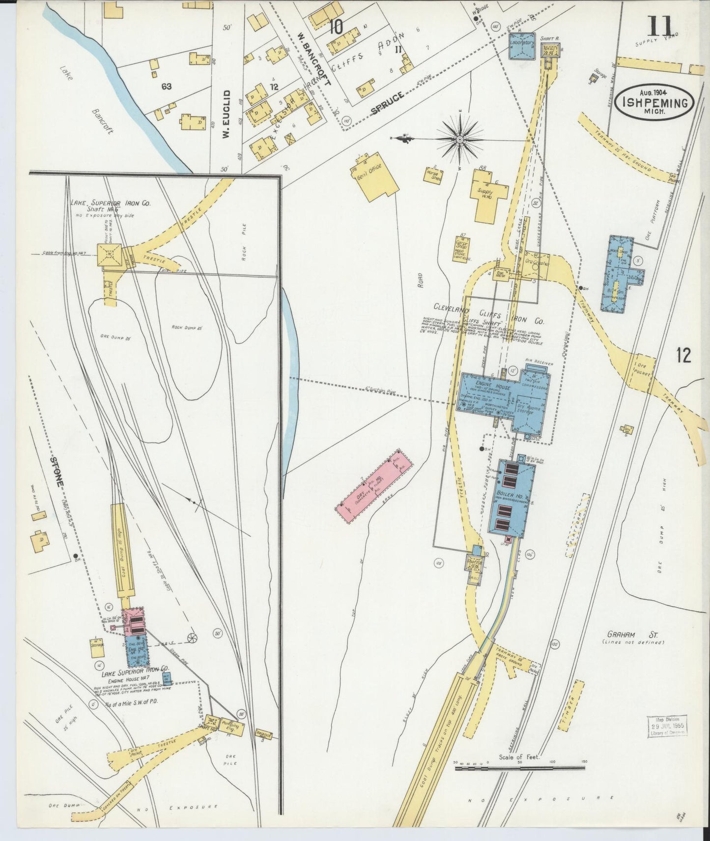 Sanborn Fire Insurance Map from Ishpeming, Marquette County, Michigan (1904), Sheet #0011 - Complete Map Set gallery image, historic Sanborn map, vintage wall art, Michigan Michigan