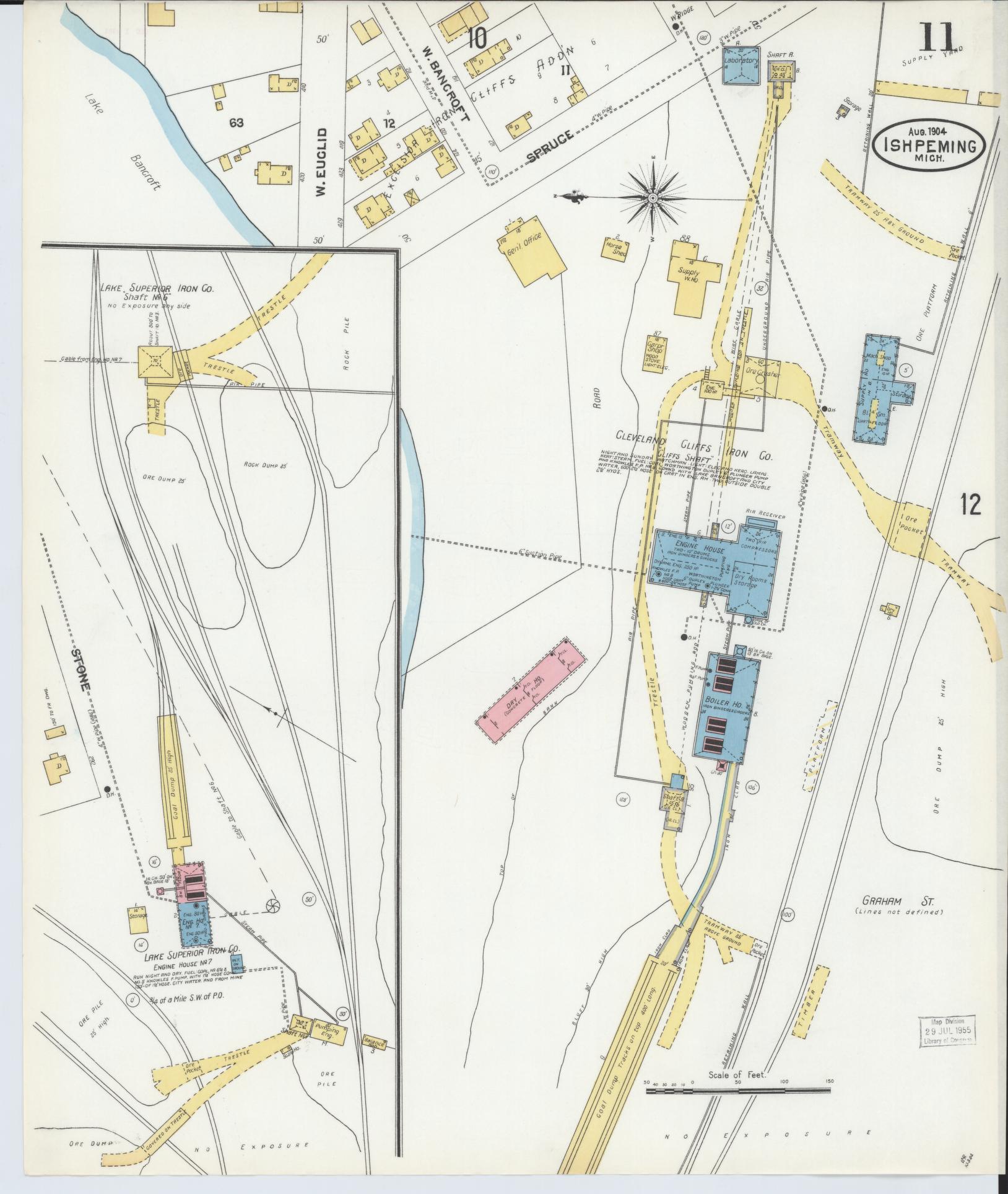 Sanborn Fire Insurance Map from Ishpeming, Marquette County, Michigan (1904), Sheet #0011 - Complete Map Set gallery image, historic Sanborn map, vintage wall art, Michigan Michigan