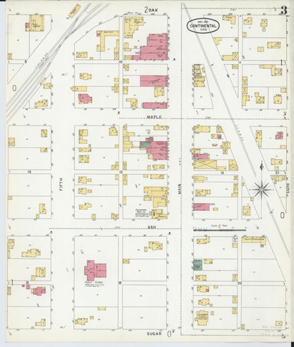 Sanborn Fire Insurance Map from Continental, Putnam County, Ohio (1901), Sheet #0003 - Historic Sanborn Fire Insurance Map Print, vintage old map wall art, antique decor, genealogy gift, Ohio Ohio map