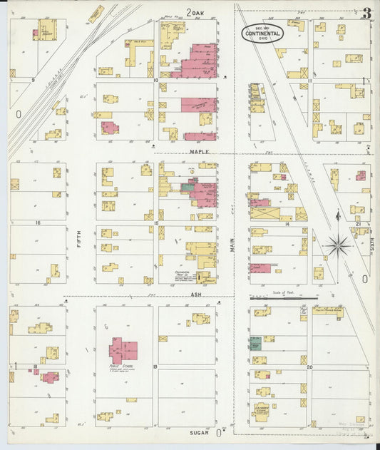 Sanborn Fire Insurance Map from Continental, Putnam County, Ohio (1901), Sheet #0003 - Historic Sanborn Fire Insurance Map Print, vintage old map wall art, antique decor, genealogy gift, Ohio Ohio map