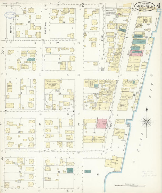 Sanborn Fire Insurance Map from Marshfield, Coos County, Oregon (1898), Sheet #0004 - Historic Sanborn Fire Insurance Map Print, vintage old map wall art, antique decor, genealogy gift, Oregon Oregon map