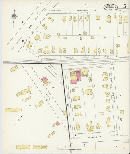 Sanborn Fire Insurance Map from East Hartford, Hartford County, Connecticut (1913), Sheet #0005 - Historic Sanborn Fire Insurance Map Print, vintage old map wall art, antique decor, genealogy gift, Connecticut Connecticut map