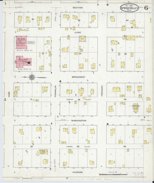 Sanborn Fire Insurance Map from Spring Valley, Fillmore County, Minnesota (1915), Sheet #0006 - Historic Sanborn Fire Insurance Map Print, vintage old map wall art, antique decor, genealogy gift, Minnesota Minnesota map