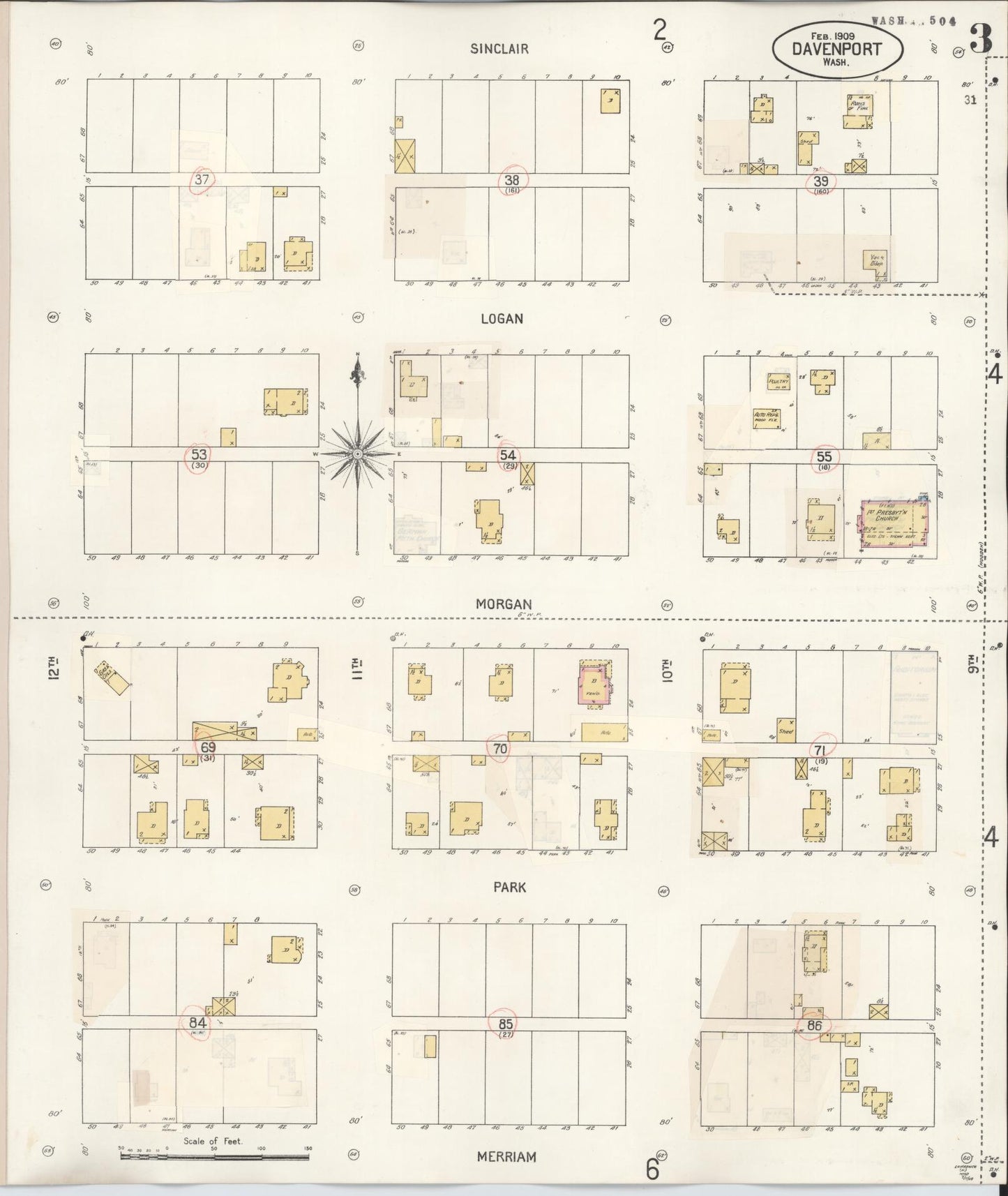 Sanborn Fire Insurance Map from Davenport, Lincoln County, Washington (1930), Sheet #0003 - Complete Map Set gallery image, historic Sanborn map, vintage wall art, Washington Washington