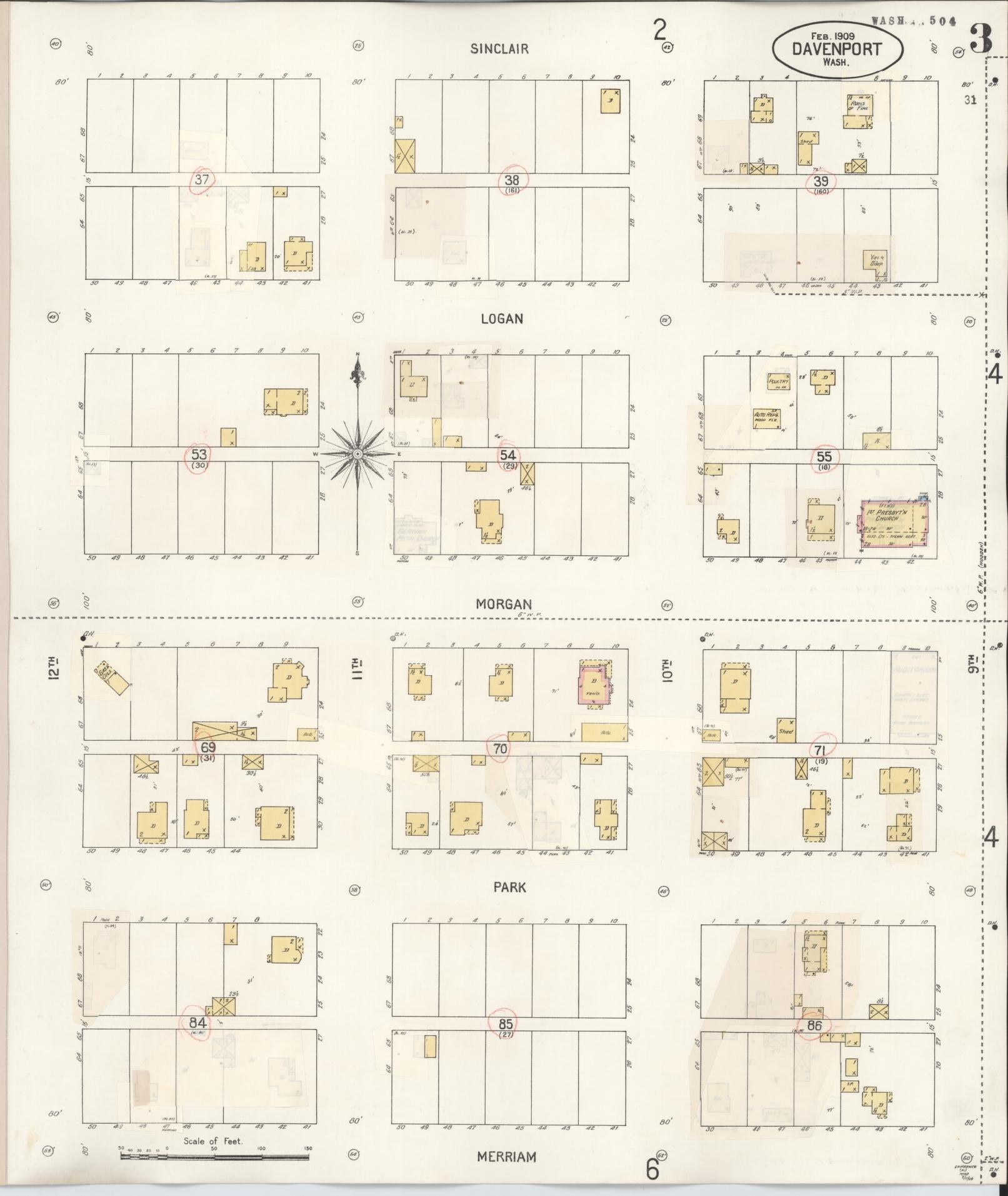Sanborn Fire Insurance Map from Davenport, Lincoln County, Washington (1930), Sheet #0003 - Complete Map Set gallery image, historic Sanborn map, vintage wall art, Washington Washington