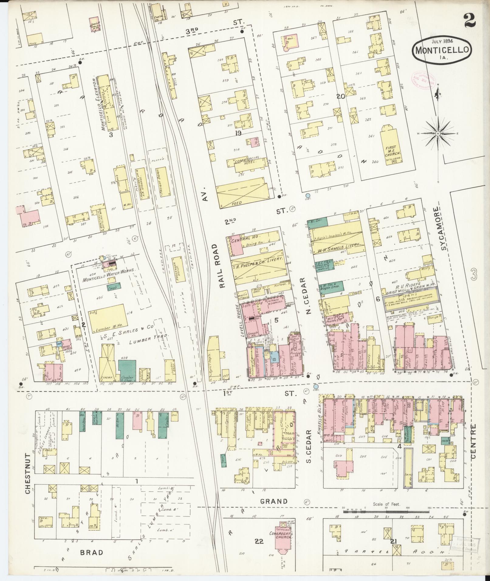 Sanborn Fire Insurance Map from Monticello, Jones County, Iowa (1894), Sheet #0002 - Historic Sanborn Fire Insurance Map Print