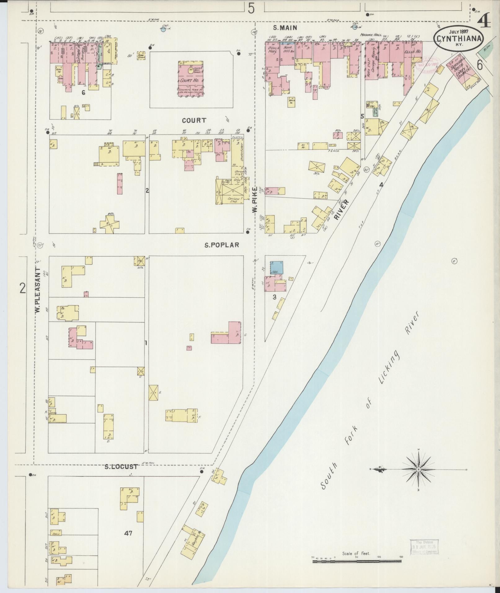 Sanborn Fire Insurance Map from Cynthiana, Harrison County, Kentucky (1897), Sheet #0004 - Complete Map Set gallery image, historic Sanborn map, vintage wall art, Kentucky Kentucky