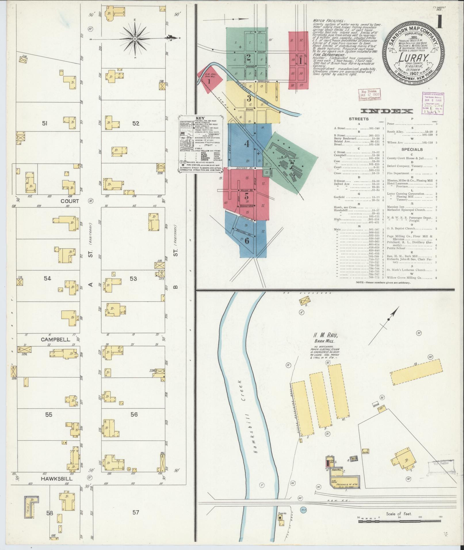 Sanborn Fire Insurance Map from Luray, Page County, Virginia. (1907) – Historic Sanborn Fire Insurance Map Print