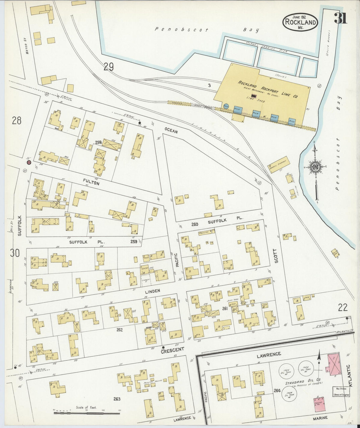 Sanborn Fire Insurance Map from Rockland, Knox County, Maine (1912), Sheet #0031 - Complete Map Set gallery image, historic Sanborn map, vintage wall art, Maine Maine
