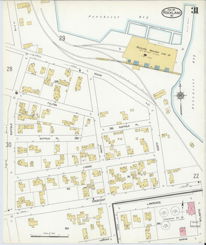 Sanborn Fire Insurance Map from Rockland, Knox County, Maine (1912), Sheet #0031 - Complete Map Set gallery image, historic Sanborn map, vintage wall art, Maine Maine