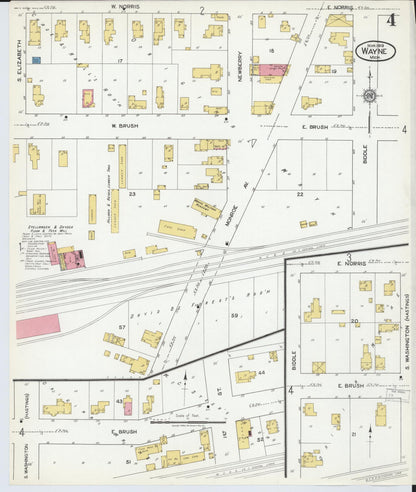 Sanborn Fire Insurance Map from Wayne, Wayne County, Michigan (1919), Sheet #0004 - Complete Map Set gallery image, historic Sanborn map, vintage wall art, Michigan Michigan
