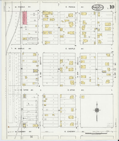 Sanborn Fire Insurance Map from Ponca City, Kay County, Oklahoma (1919), Sheet #0010 - Complete Map Set gallery image, historic Sanborn map, vintage wall art, Oklahoma Oklahoma
