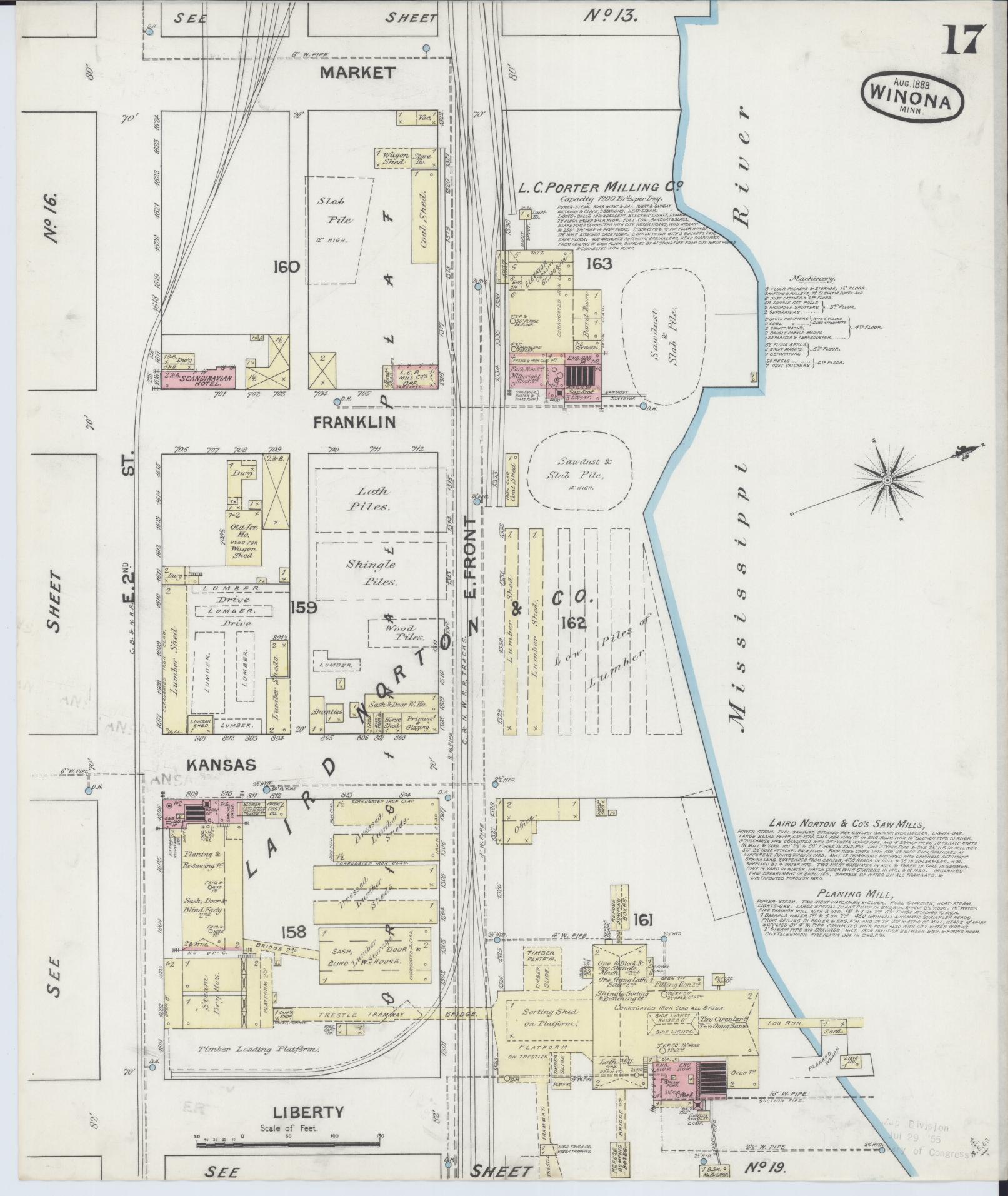 Sanborn Fire Insurance Map from Winona, Winona County, Minnesota (1889), Sheet #0017 - Complete Map Set gallery image, historic Sanborn map, vintage wall art, Minnesota Minnesota