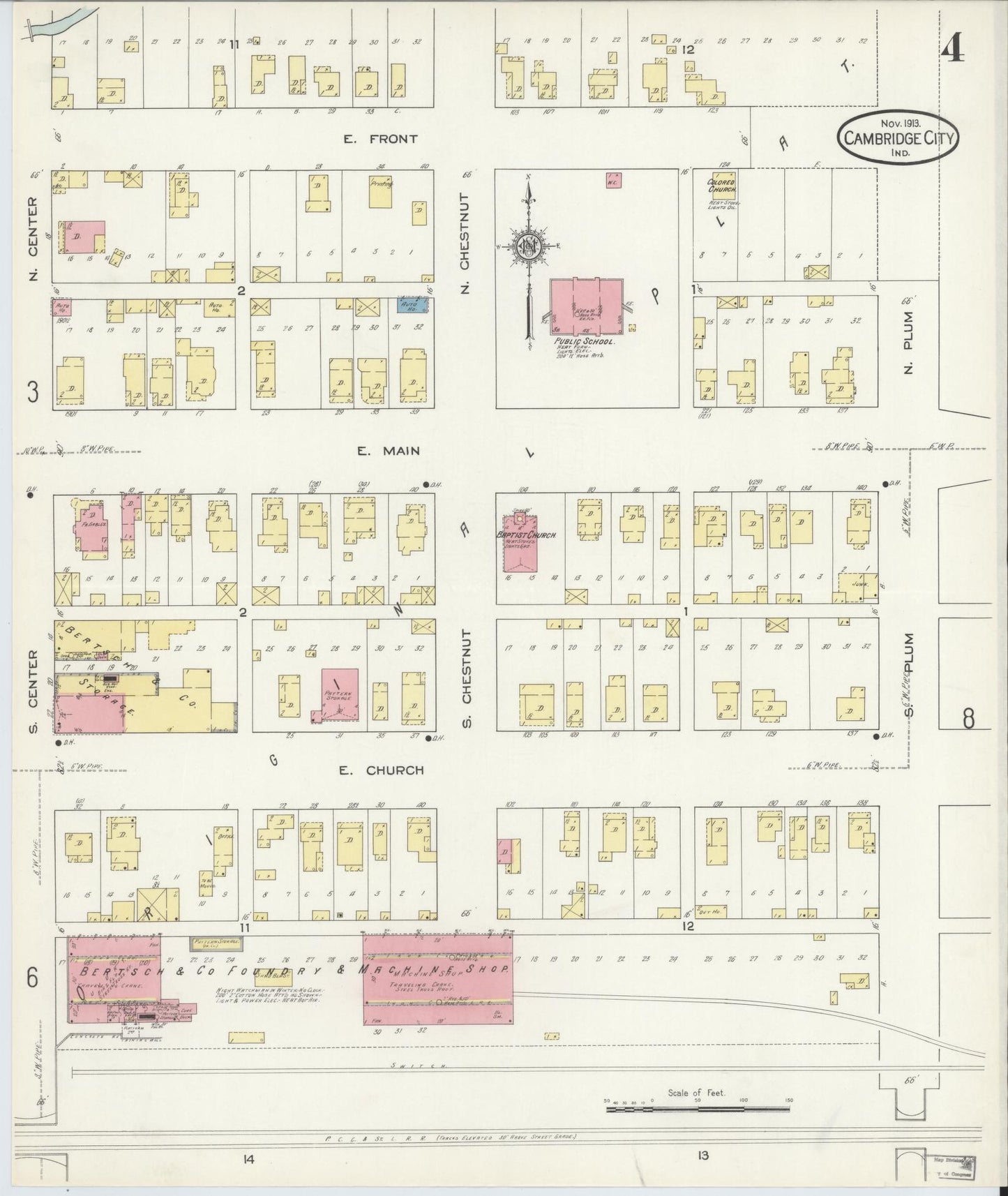 Sanborn Fire Insurance Map from Cambridge City, Wayne County, Indiana (1913), Sheet #0004 - Complete Map Set gallery image, historic Sanborn map, vintage wall art, Indiana Indiana
