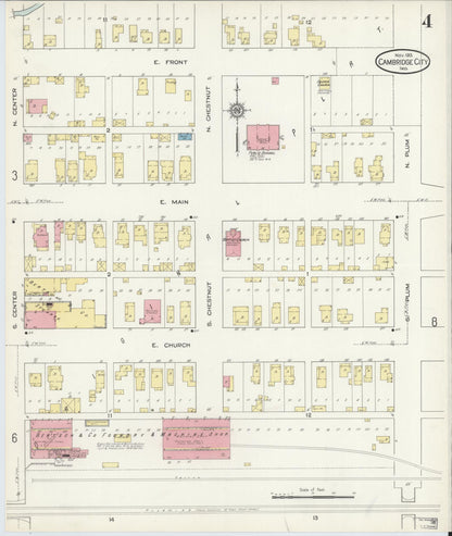 Sanborn Fire Insurance Map from Cambridge City, Wayne County, Indiana (1913), Sheet #0004 - Complete Map Set gallery image, historic Sanborn map, vintage wall art, Indiana Indiana