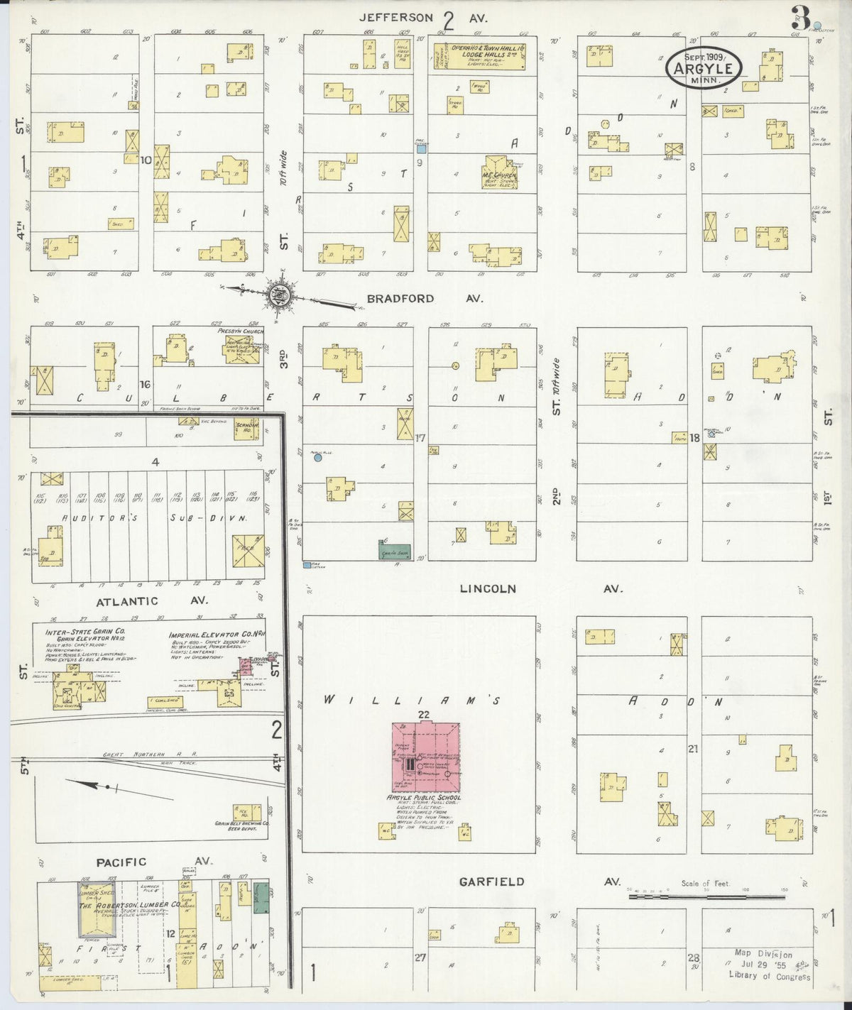 Sanborn Fire Insurance Map from Argyle, Marshall County, Minnesota (1909), Sheet #0003 - Complete Map Set gallery image, historic Sanborn map, vintage wall art, Minnesota Minnesota