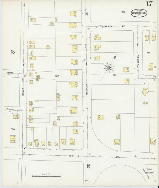 Sanborn Fire Insurance Map from New Rochelle, Westchester County, New York (1896), Sheet #0017 - Historic Sanborn Fire Insurance Map Print, vintage old map wall art, antique decor, genealogy gift, New York New York map