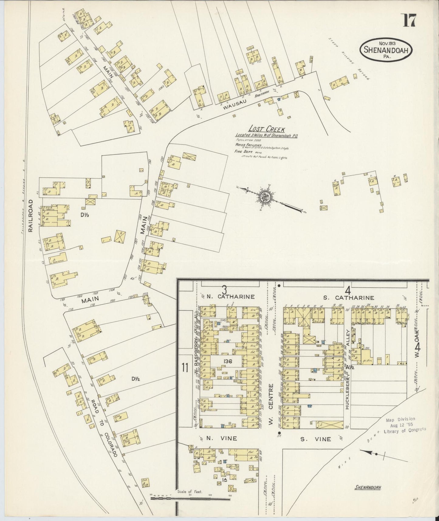 Sanborn Fire Insurance Map from Shenandoah, Schuylkill County, Pennsylvania (1913), Sheet #0017 - Complete Map Set gallery image, historic Sanborn map, vintage wall art, Pennsylvania Pennsylvania