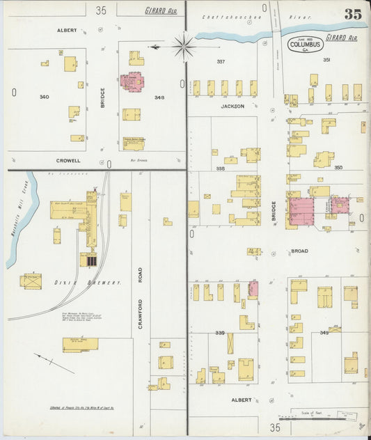 Sanborn Fire Insurance Map from Columbus, Muscogee County, Georgia (1900), Sheet #0035 - Historic Sanborn Fire Insurance Map Print, vintage old map wall art, antique decor, genealogy gift, Georgia Georgia map