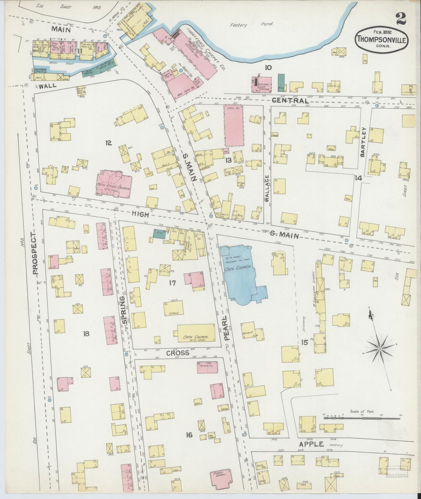 Sanborn Fire Insurance Map from Thompsonville, Hartford County, Connecticut (1892), Sheet #0002 - Complete Map Set gallery image, historic Sanborn map, vintage wall art, Connecticut Connecticut