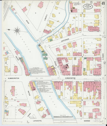 Sanborn Fire Insurance Map from Tiffin, Seneca County, Ohio (1901), Sheet #0008 - Historic Sanborn Fire Insurance Map Print, vintage old map wall art, antique decor, genealogy gift, Ohio Ohio map