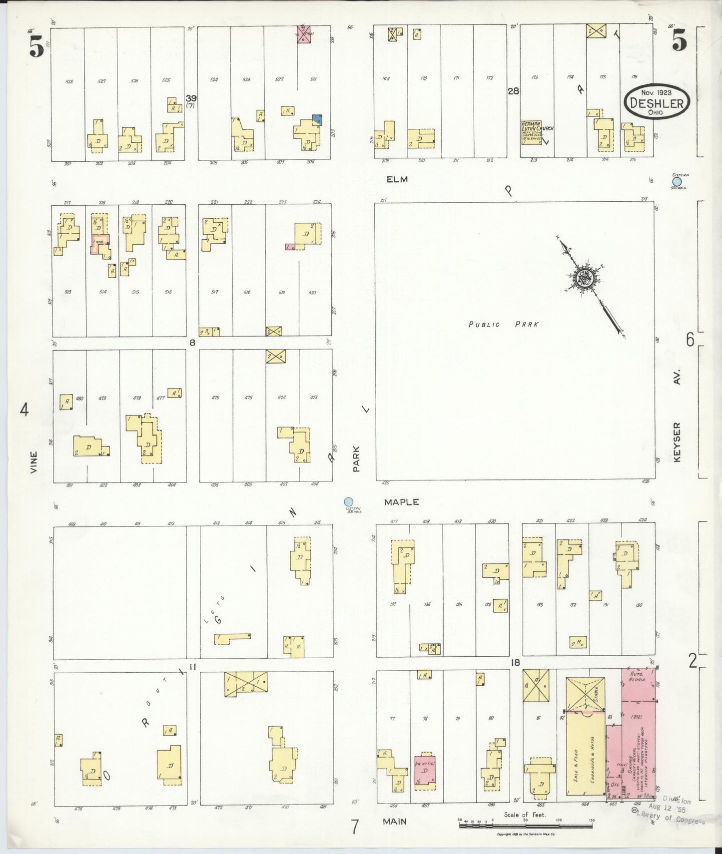Sanborn Fire Insurance Map from Deshler, Henry County, Ohio (1923), Sheet #0005 - Historic Sanborn Fire Insurance Map Print, vintage old map wall art, antique decor, genealogy gift, Ohio Ohio map