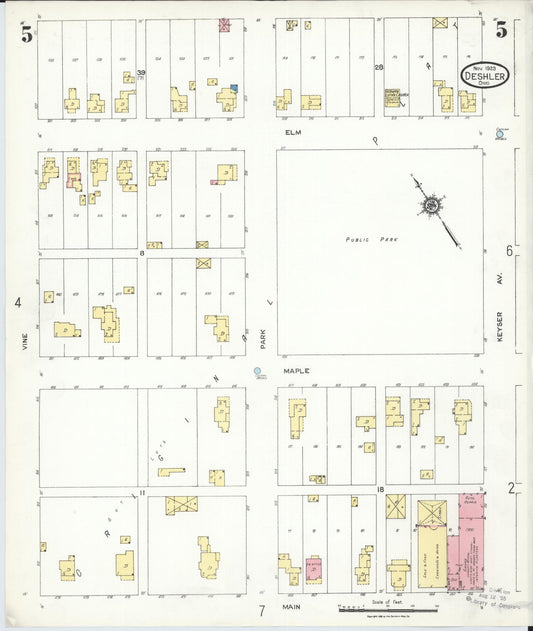 Sanborn Fire Insurance Map from Deshler, Henry County, Ohio (1923), Sheet #0005 - Historic Sanborn Fire Insurance Map Print, vintage old map wall art, antique decor, genealogy gift, Ohio Ohio map