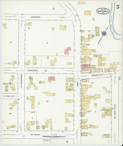 Sanborn Fire Insurance Map from Van Buren, Aroostook County, Maine (1917), Sheet #0005 - Complete Map Set gallery image, historic Sanborn map, vintage wall art, Maine Maine