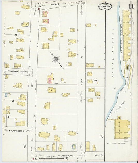Sanborn Fire Insurance Map from Carthage, Jefferson County, New York (1915), Sheet #0011 - Historic Sanborn Fire Insurance Map Print, vintage old map wall art, antique decor, genealogy gift, New York New York map