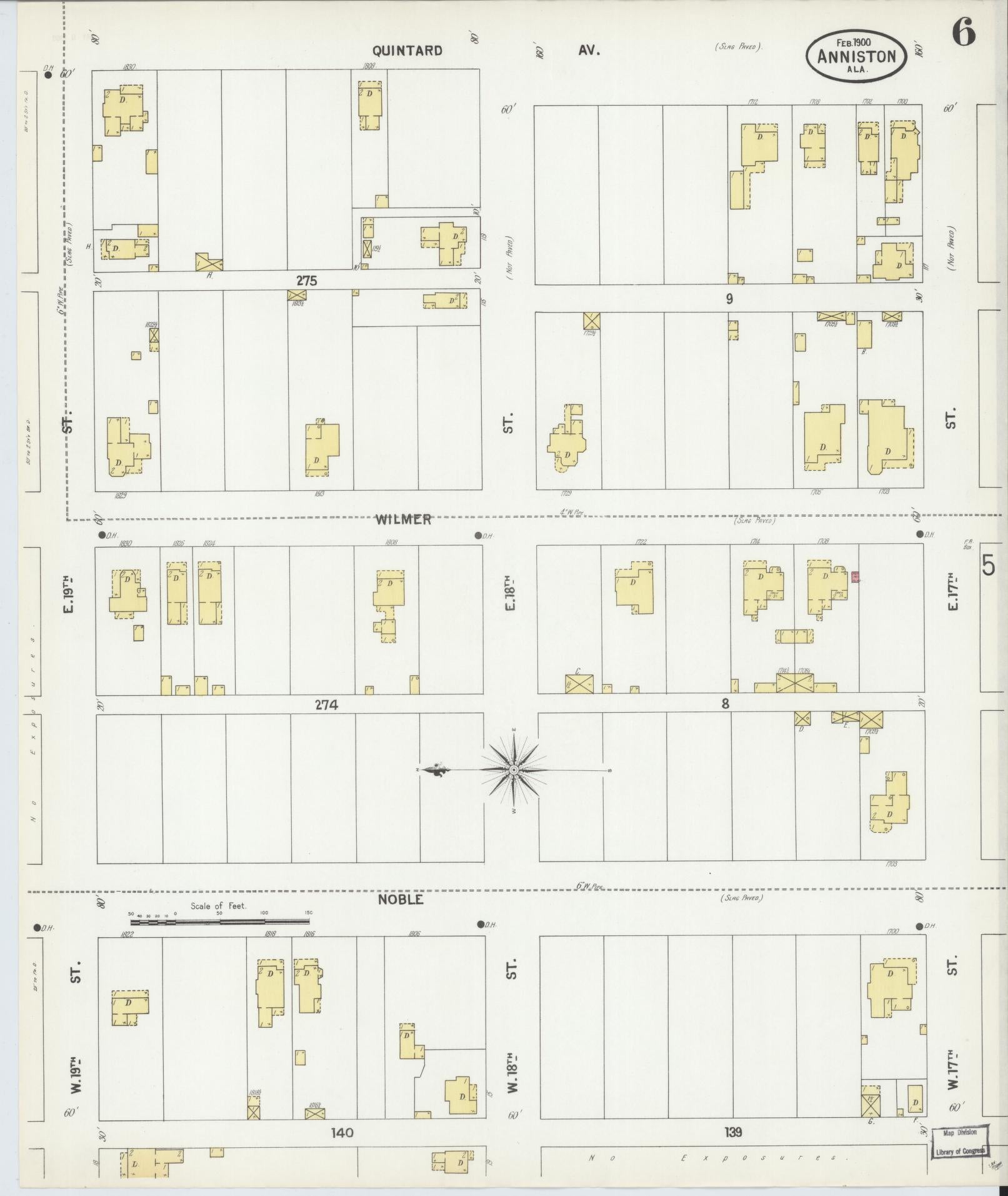 Sanborn Fire Insurance Map from Anniston, Calhoun County, Alabama (1900), Sheet #0006 - Complete Map Set gallery image, historic Sanborn map, vintage wall art, Alabama Alabama