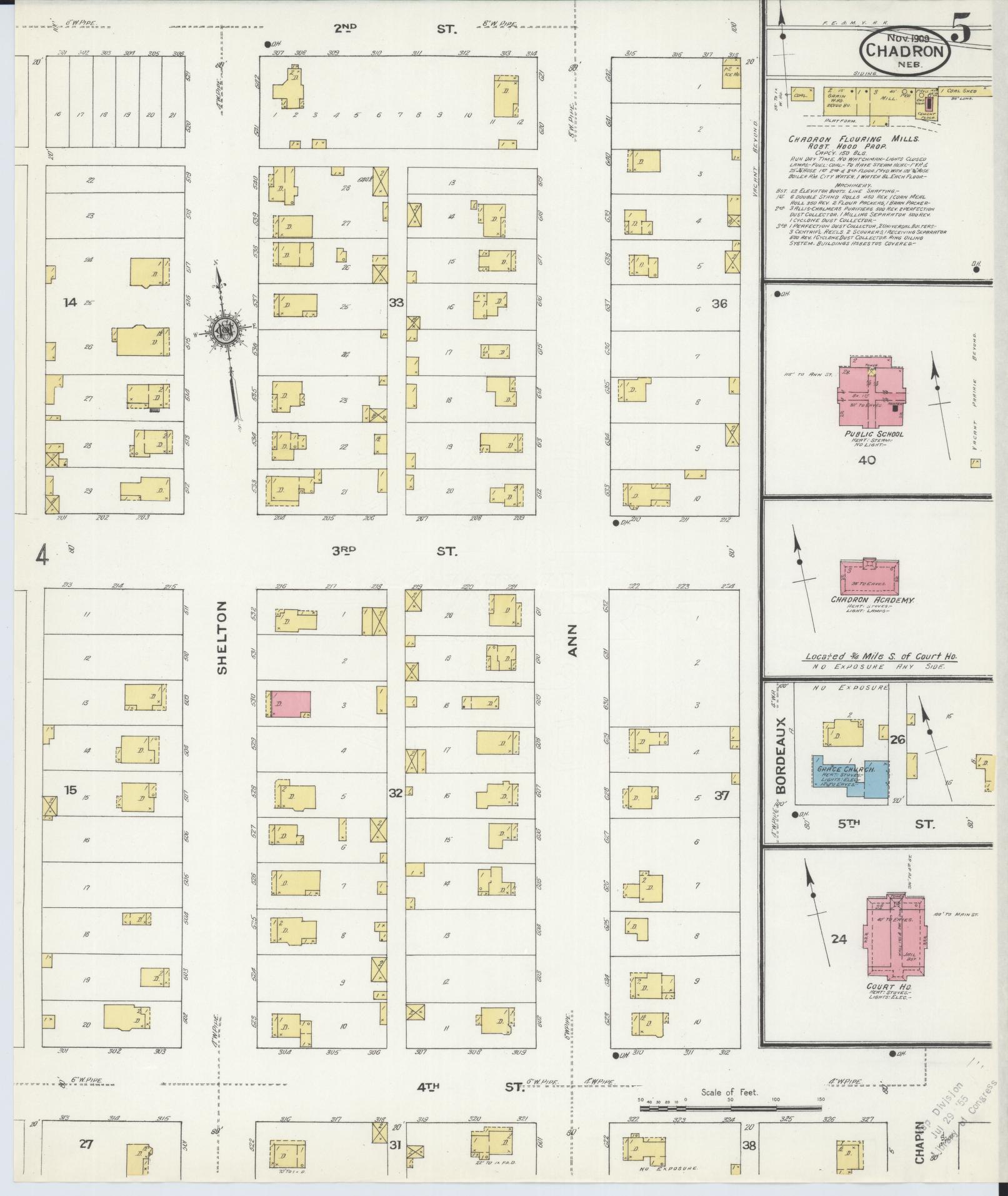 Sanborn Fire Insurance Map from Chadron, Dawes County, Nebraska (1909), Sheet #0005 - Complete Map Set gallery image, historic Sanborn map, vintage wall art, Nebraska Nebraska