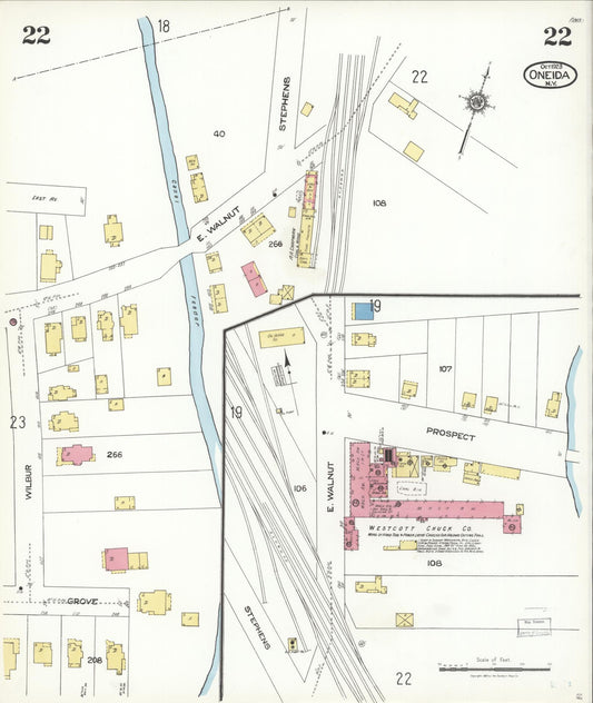 Sanborn Fire Insurance Map from Oneida, Madison County, New York (1923), Sheet #0022 - Historic Sanborn Fire Insurance Map Print, vintage old map wall art, antique decor, genealogy gift, New York New York map