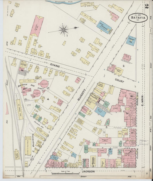 Sanborn Fire Insurance Map from Batavia, Genesee County, New York (1890), Sheet #0002 - Complete Map Set gallery image, historic Sanborn map, vintage wall art, New York New York