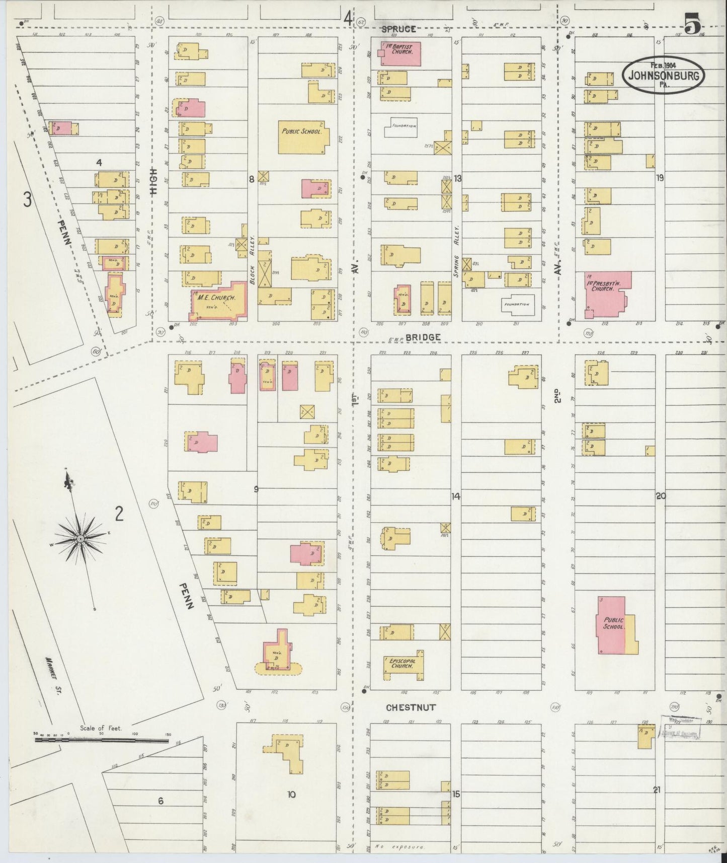 Sanborn Fire Insurance Map from Johnsonburg, Elk County, Pennsylvania (1904), Sheet #0005 - Complete Map Set gallery image, historic Sanborn map, vintage wall art, Pennsylvania Pennsylvania