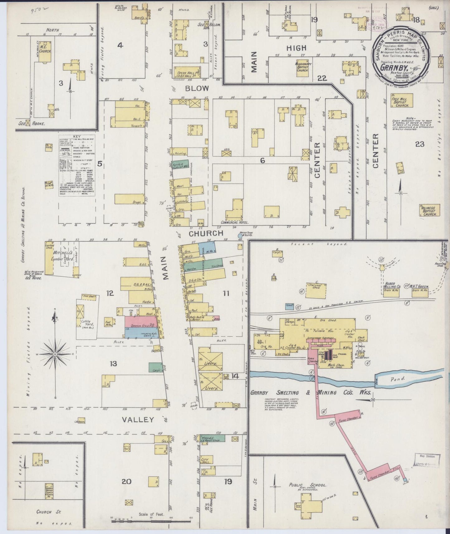 Sanborn Fire Insurance Map from Granby, Newton County, Missouri (1894), Sheet #0001 - Historic Sanborn Fire Insurance Map Print, vintage old map wall art, antique decor, genealogy gift, Missouri Missouri map