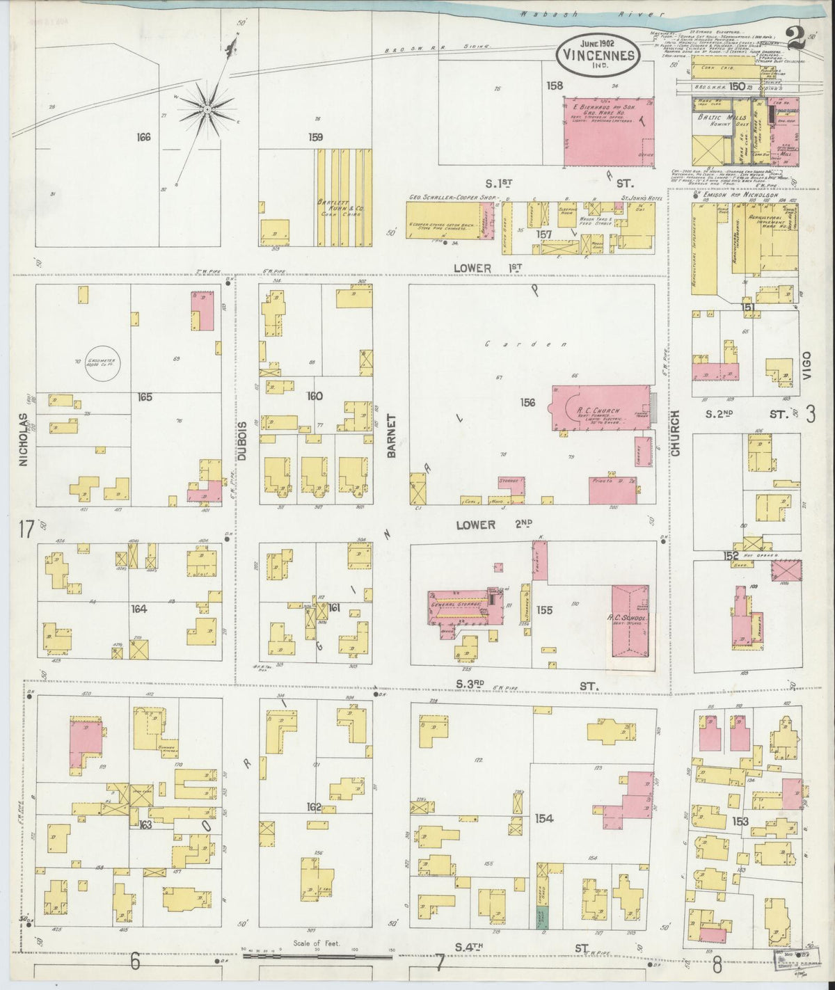 Sanborn Fire Insurance Map from Vincennes, Knox County, Indiana (1902), Sheet #0002 - Historic Sanborn Fire Insurance Map Print, vintage old map wall art, antique decor, genealogy gift, Indiana Indiana map