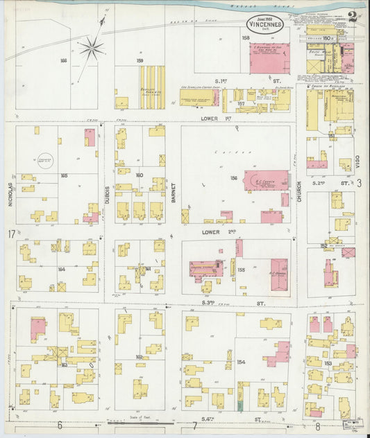 Sanborn Fire Insurance Map from Vincennes, Knox County, Indiana (1902), Sheet #0002 - Historic Sanborn Fire Insurance Map Print, vintage old map wall art, antique decor, genealogy gift, Indiana Indiana map
