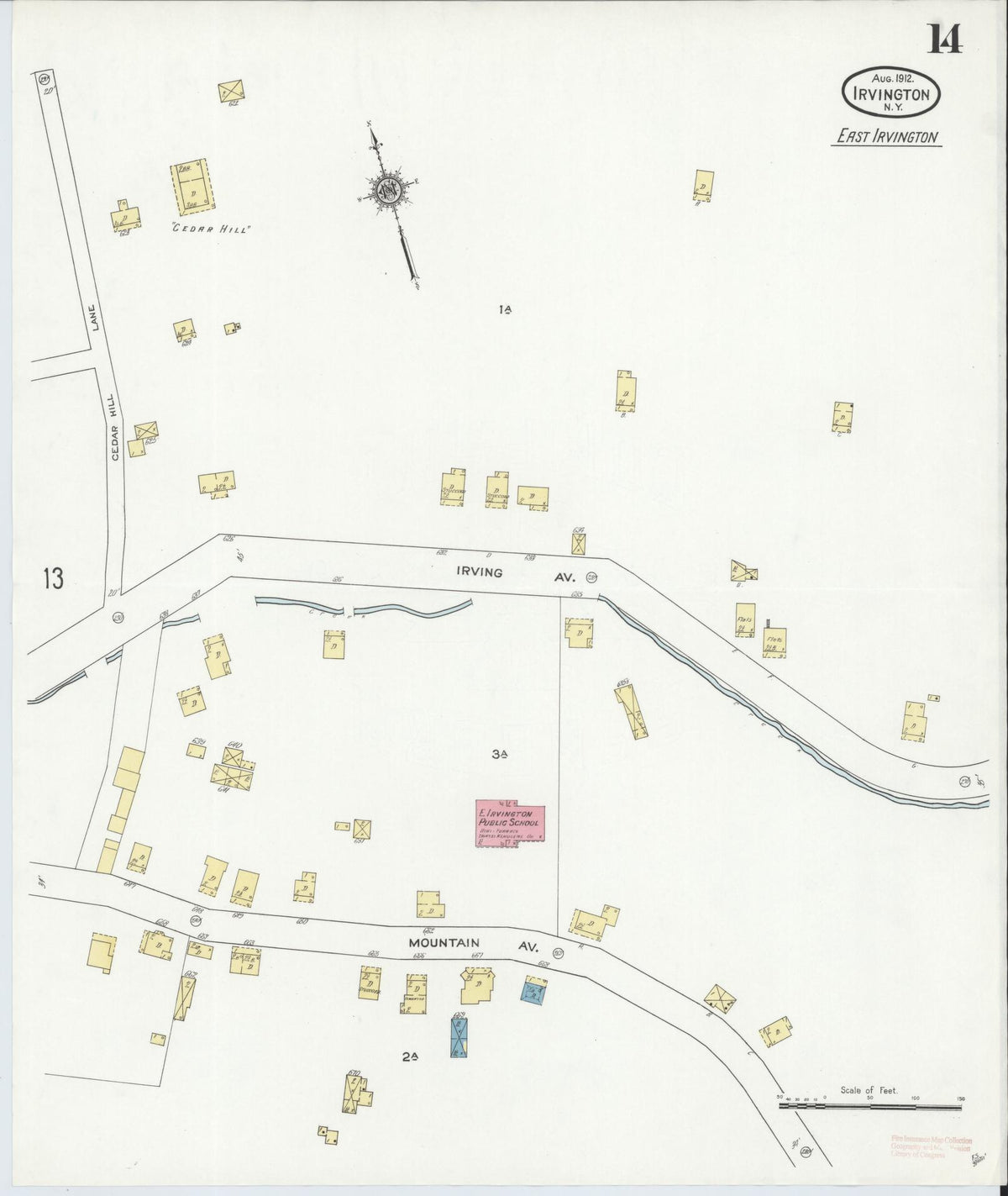 Sanborn Fire Insurance Map from Irvington, Westchester County, New York (1912), Sheet #0014 - Complete Map Set gallery image, historic Sanborn map, vintage wall art, New York New York