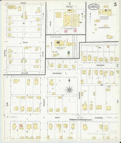 Sanborn Fire Insurance Map from Elmwood, Peoria County, Illinois (1909), Sheet #0005 - Complete Map Set gallery image, historic Sanborn map, vintage wall art, Illinois Illinois