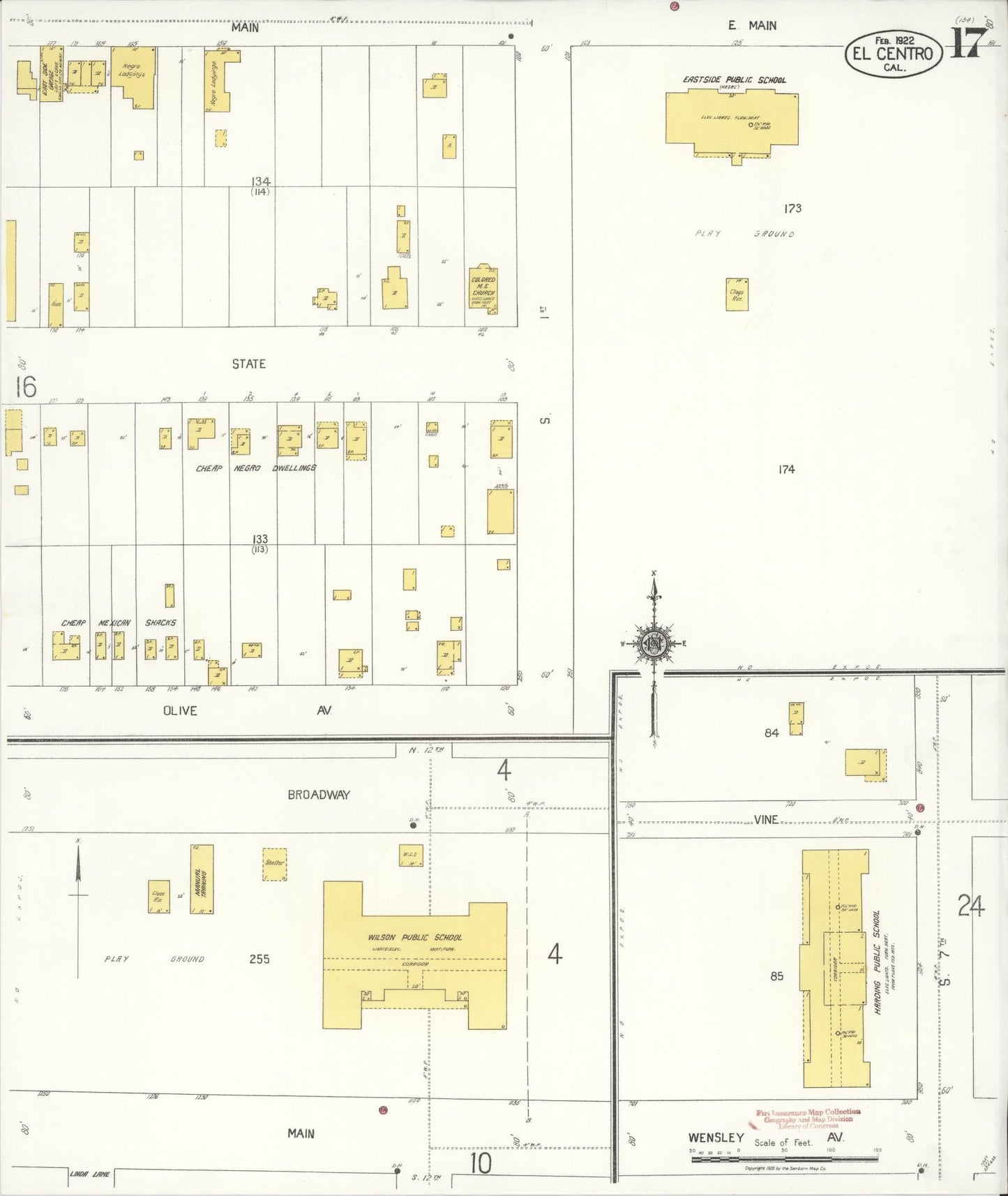 Sanborn Fire Insurance Map from El Centro, Imperial County, California (1922), Sheet #0017 - Complete Map Set gallery image, historic Sanborn map, vintage wall art, California California