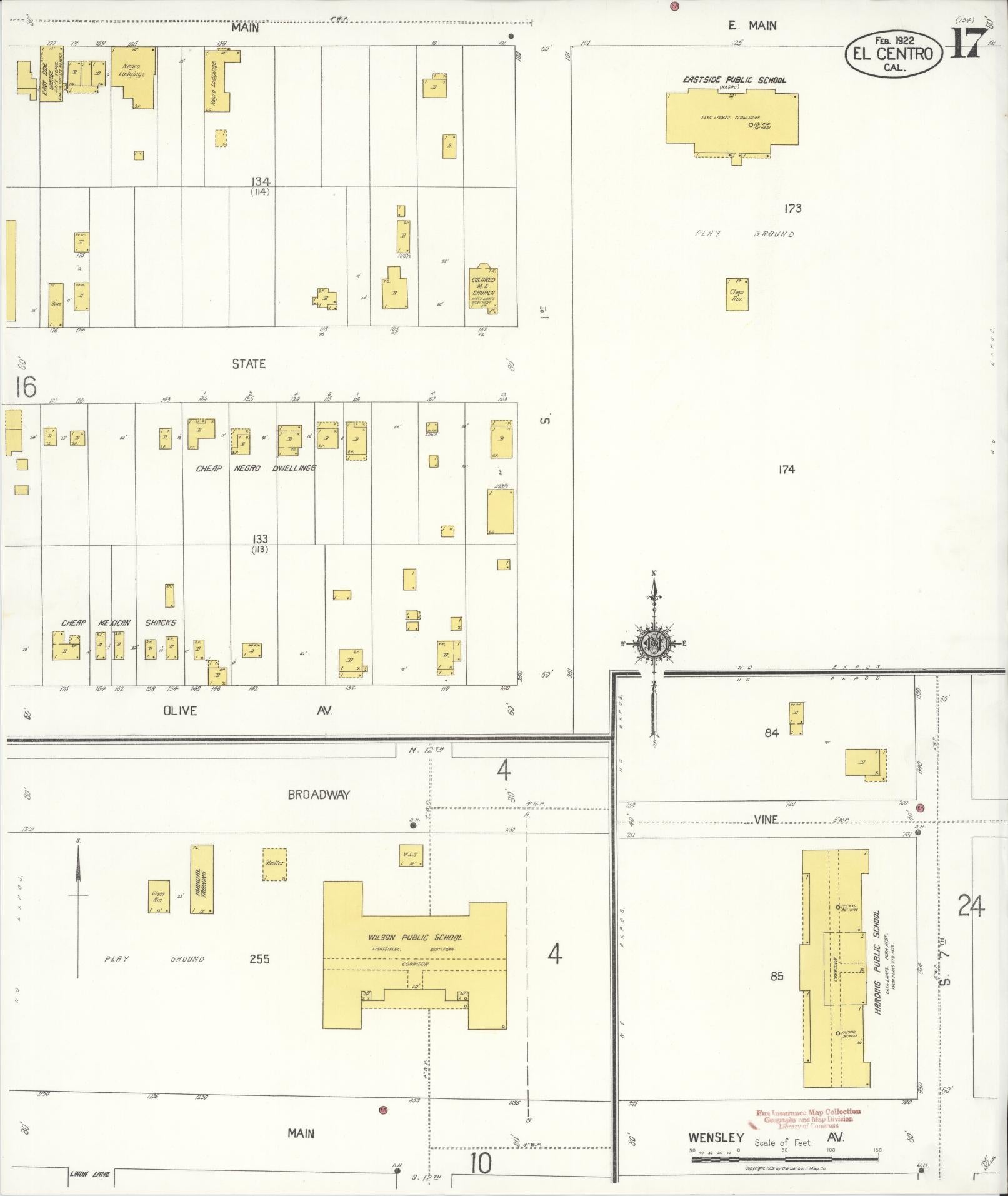 Sanborn Fire Insurance Map from El Centro, Imperial County, California (1922), Sheet #0017 - Complete Map Set gallery image, historic Sanborn map, vintage wall art, California California