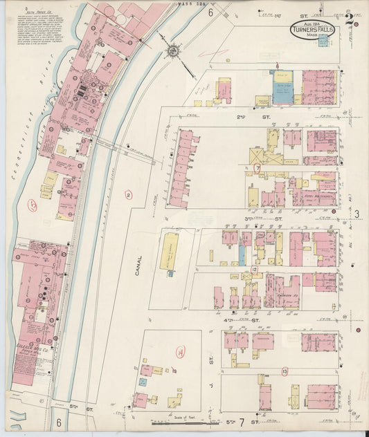 Sanborn Fire Insurance Map from Turners Falls, Franklin County, Massachusetts (1940), Sheet #0002 - Historic Sanborn Fire Insurance Map Print, vintage old map wall art, antique decor, genealogy gift, Massachusetts Massachusetts map