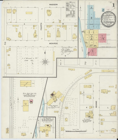 Sanborn Fire Insurance Map from Clarendon, Monroe County, Arkansas (1897), Sheet #0001 - Complete Map Set gallery image, historic Sanborn map, vintage wall art, Arkansas Arkansas