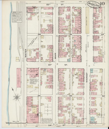 Sanborn Fire Insurance Map from Wheeling, Ohio County, West Virginia (1884), Sheet #0010 - Complete Map Set gallery image, historic Sanborn map, vintage wall art, West Virginia West Virginia