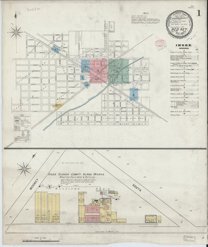 Sanborn Fire Insurance Map from Redkey, Jay County, Indiana (1895), Sheet #0001 - Complete Map Set gallery image, historic Sanborn map, vintage wall art, Indiana Indiana