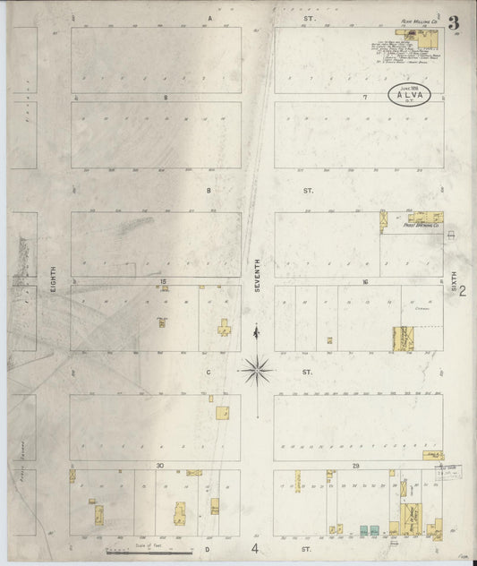 Sanborn Fire Insurance Map from Alva, Woods County, Oklahoma (1898), Sheet #0003 - Historic Sanborn Fire Insurance Map Print, vintage old map wall art, antique decor, genealogy gift, Oklahoma Oklahoma map